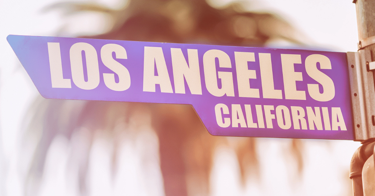 Los Angeles, California street sign with blurred background