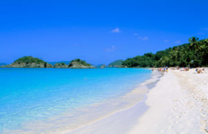 White sandy beach in the Caribbean islands